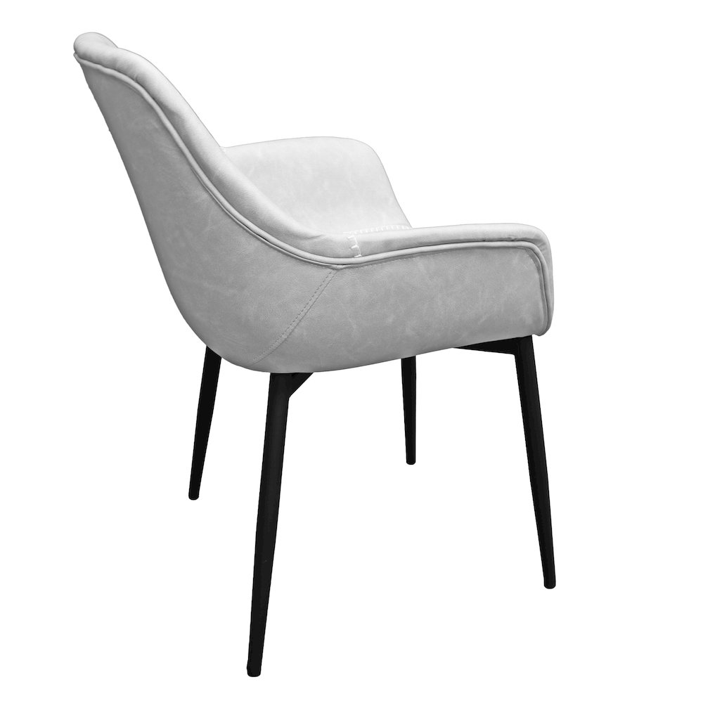 Markley Modern Leather Dining Arm Chair With Metal Legs. Picture 32