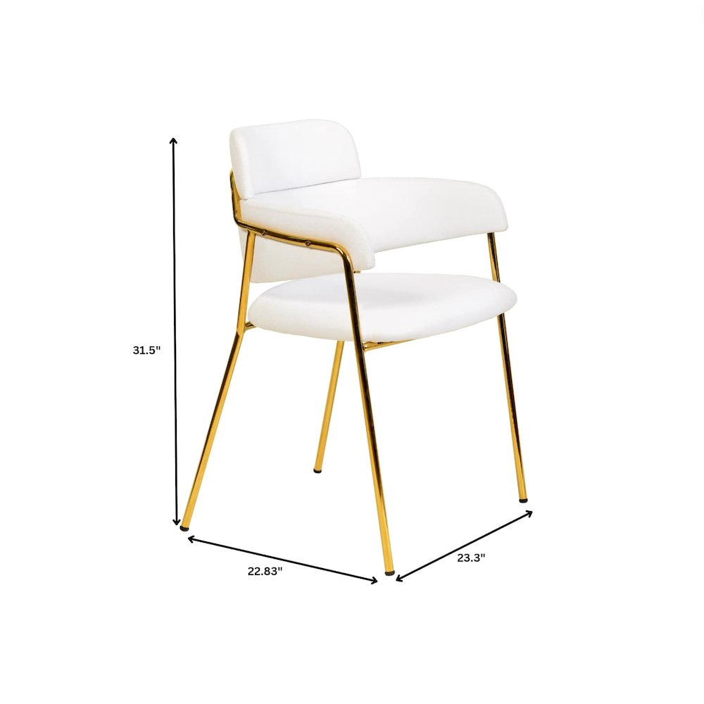 Axis Collection Modern Gold Dining Chair in White - Set of 2. Picture 1