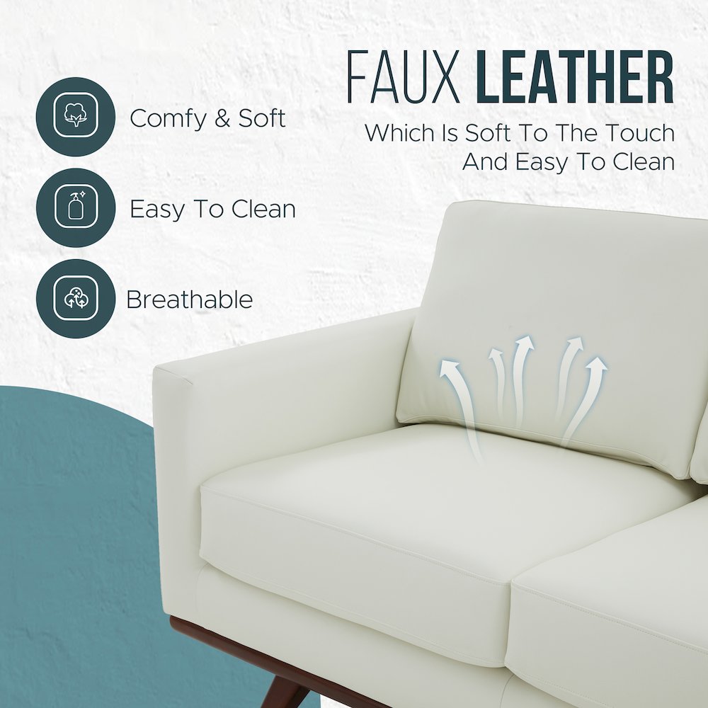 Chester Modern Leather Loveseat With Birch Wood Base. Picture 9