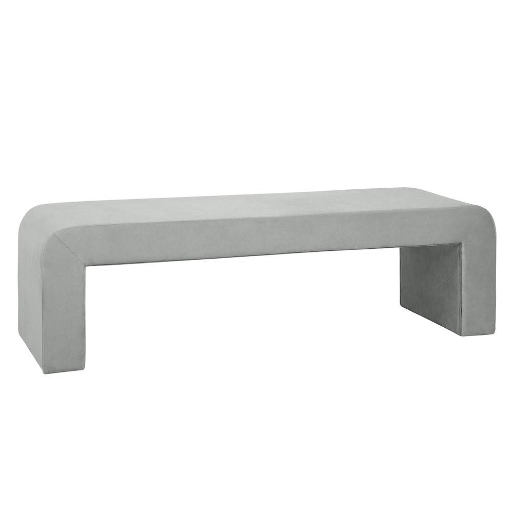 Vint Collection Modern 63" Bench In Light Grey Velvet. Picture 1