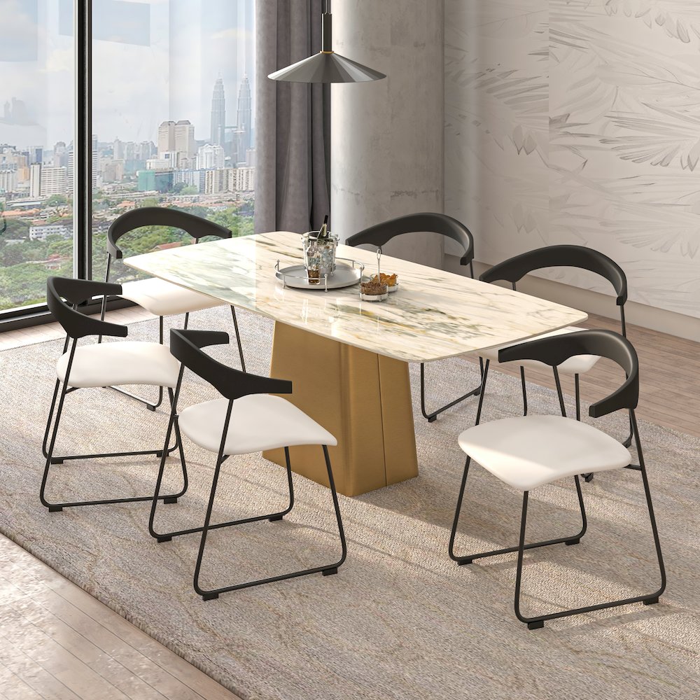 Lyra Collection Modern Chair in Black back and White Seat. Picture 10