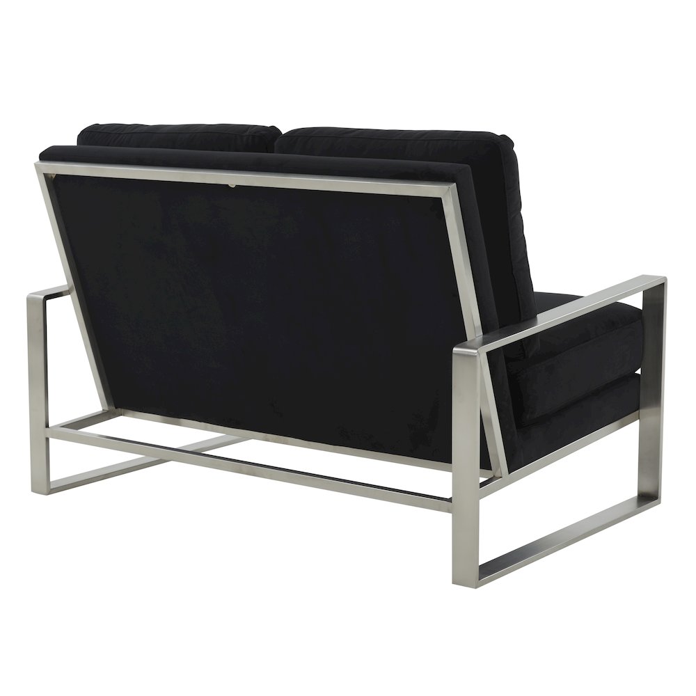 Jefferson Contemporary Modern Velvet Loveseat With Silver Frame. Picture 5