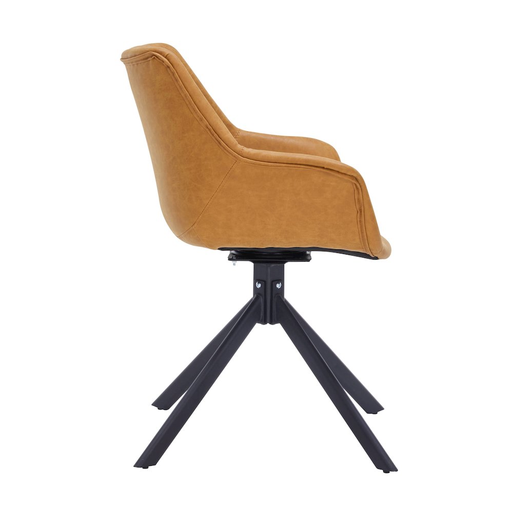 Markley Modern Leather Dining Swival Arm Chair in Light Brown. Picture 6