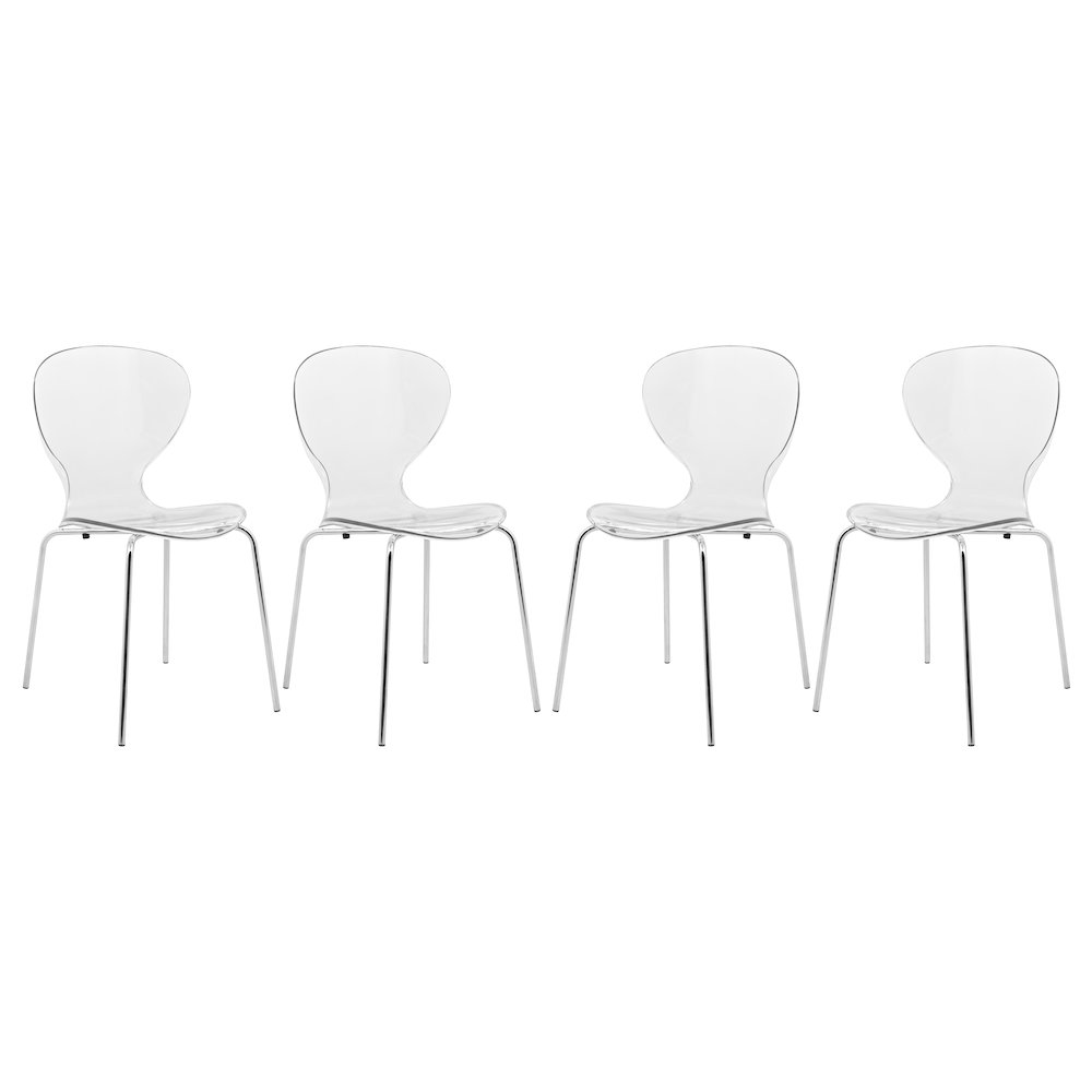 Modern Oyster Transparent Side Chair, Set of 4. Picture 2