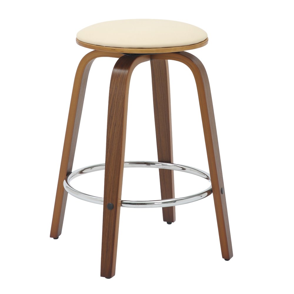 Wooden Counter Stool Pelya Collection Modern Style Walnut color in Cream. Picture 7