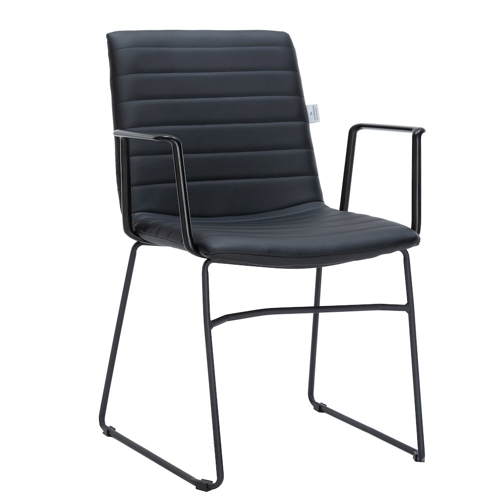 Zylar Series Office Guest Arm Chair in Black Leather. Picture 3