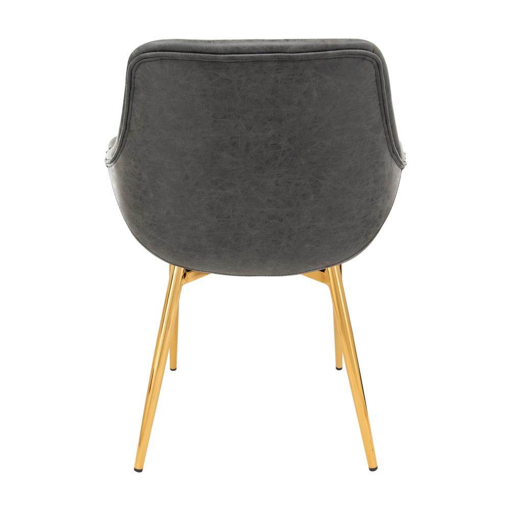 Markley Modern Leather Dining Arm Chair With Gold Metal Legs. Picture 4