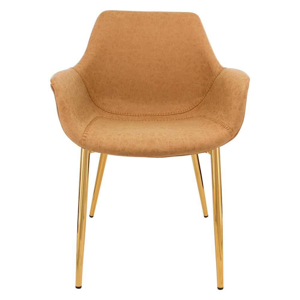 Markley Modern Leather Dining Arm Chair With Gold Metal Legs Set of 4. Picture 1
