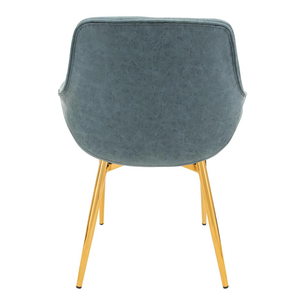 Markley Modern Leather Dining Arm Chair With Gold Metal Legs. Picture 4