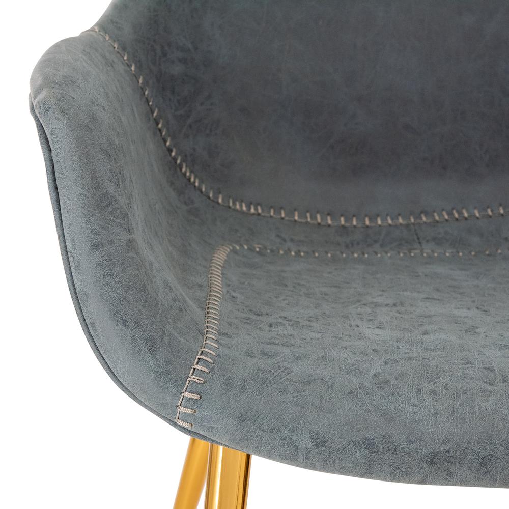 Markley Modern Leather Dining Arm Chair With Gold Metal Legs. Picture 6