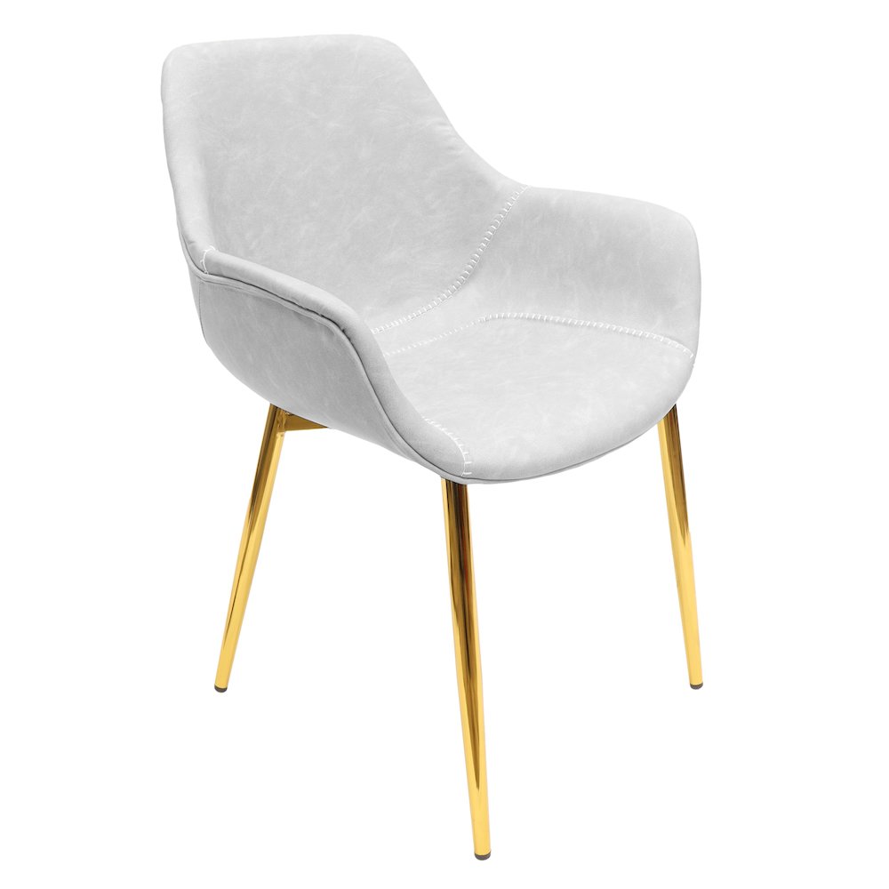 Markley Modern Leather Dining Arm Chair With Gold Metal Legs Set of 4. Picture 20