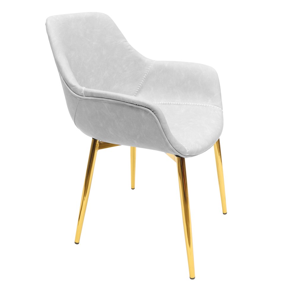 Markley Modern Leather Dining Arm Chair With Gold Metal Legs Set of 4. Picture 21