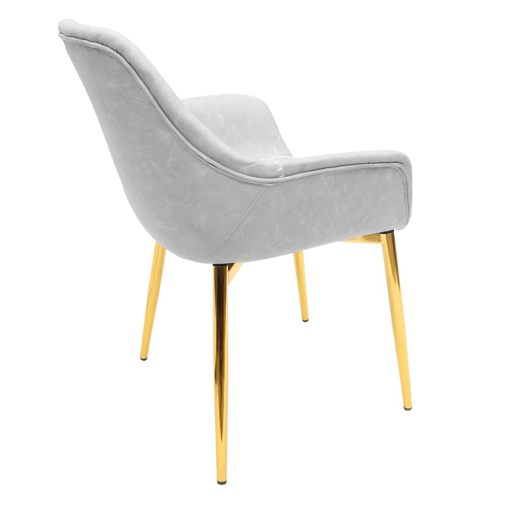 Markley Modern Leather Dining Arm Chair With Gold Metal Legs Set of 4. Picture 22