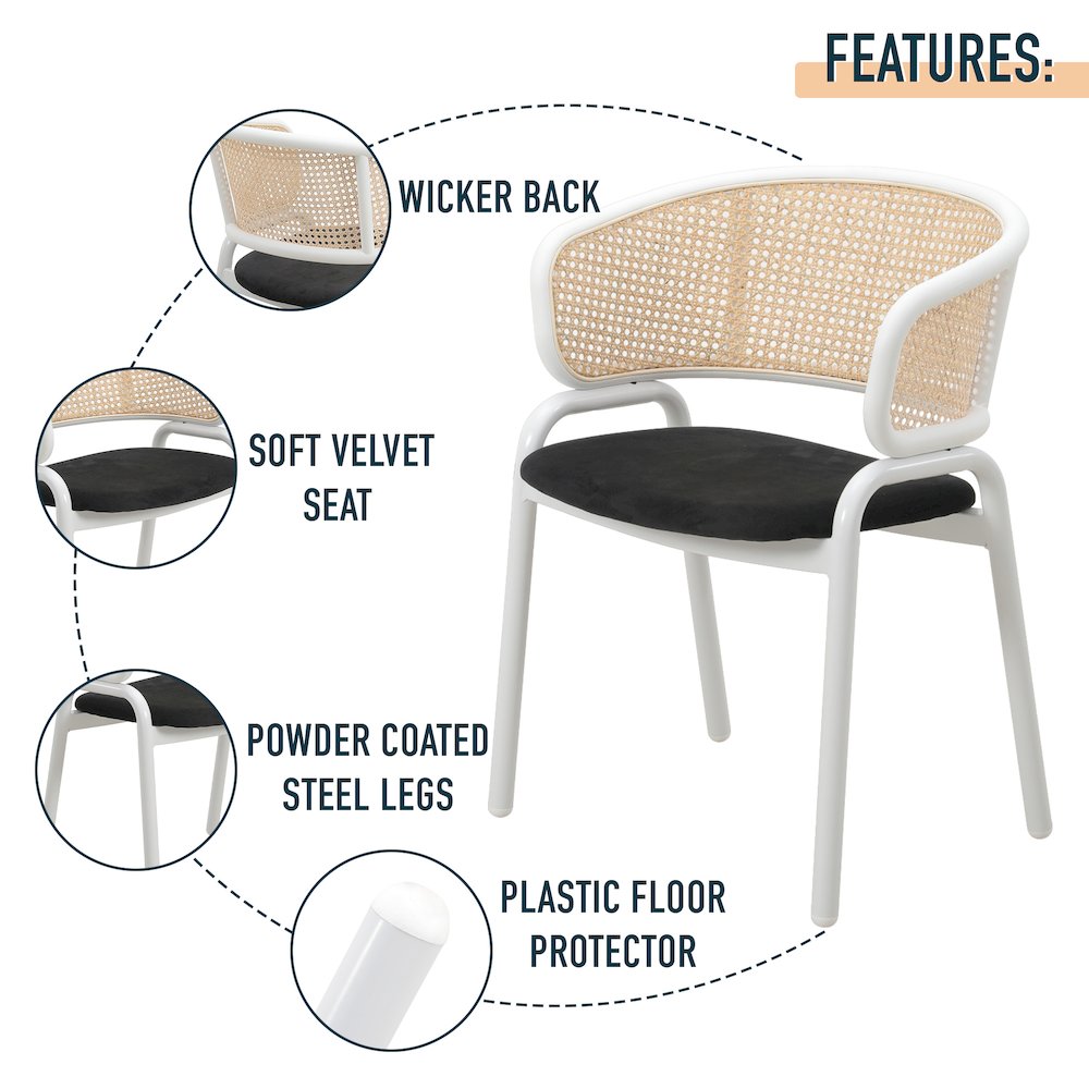 Ervilla - Dining Chair - White frame in Black Leather. Picture 18