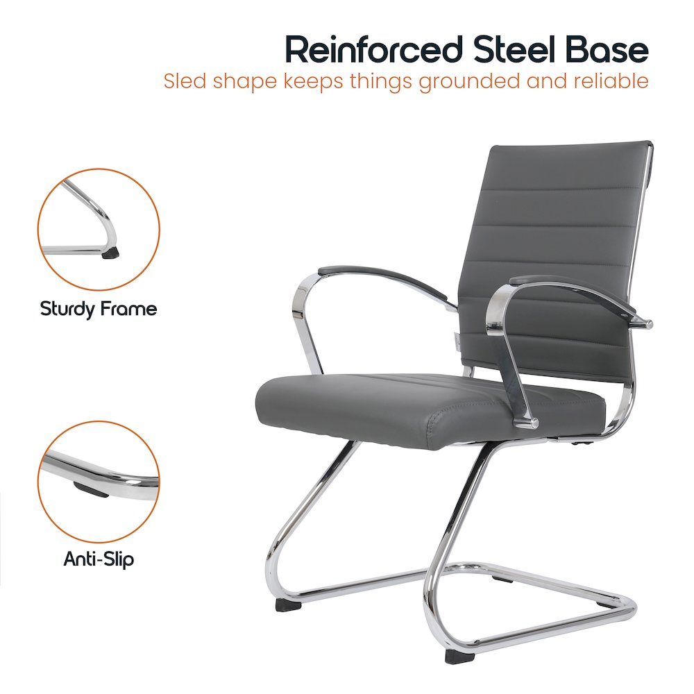 Benmar Home Leather Guest Office Chair in Grey. Picture 16