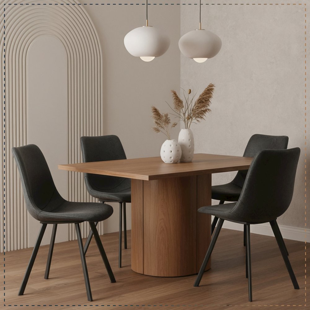 Markley Modern Leather Dining Chair With Metal Legs. Picture 12