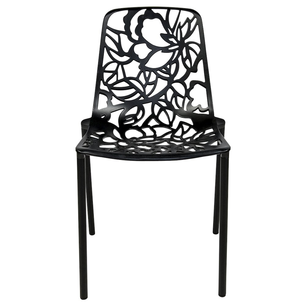 Devon Mid-Century Modern 3-Piece Aluminum Outdoor Patio Dining Set. Picture 9