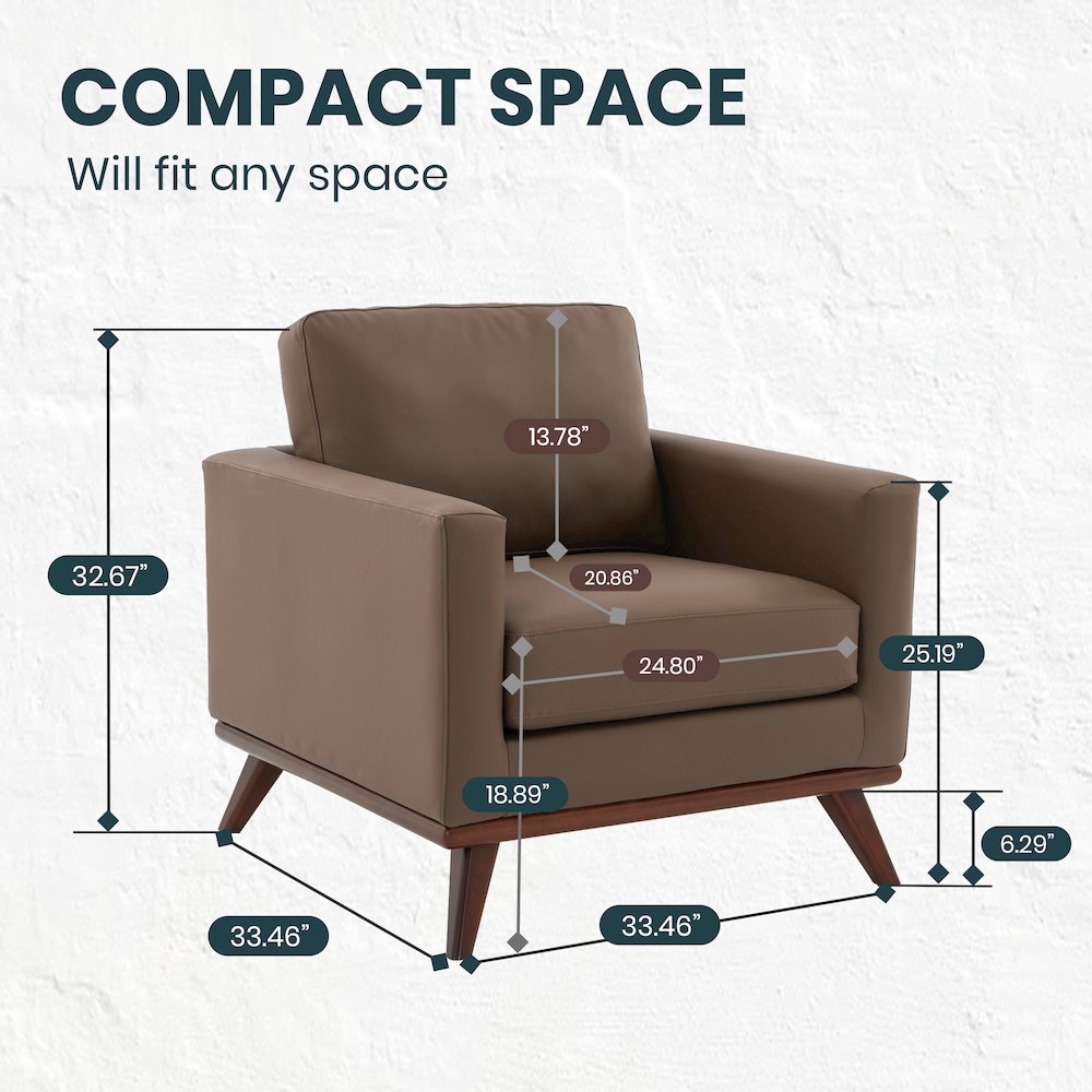 Chester Modern Faux Leather Accent Arm Chair in Taupe Leather. Picture 7