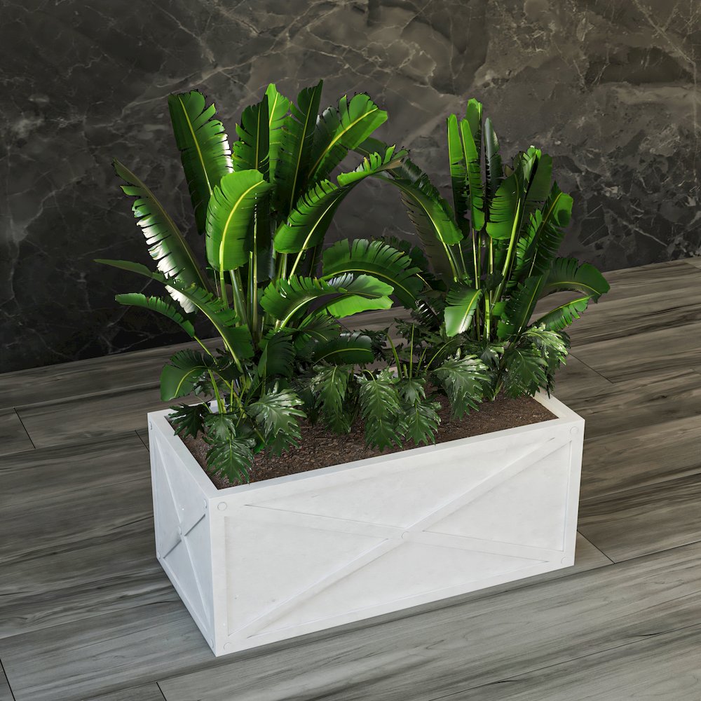 Bonsai Series Rectangle Poly Stone Planter in White 14.6 x 13 30 Long. Picture 7