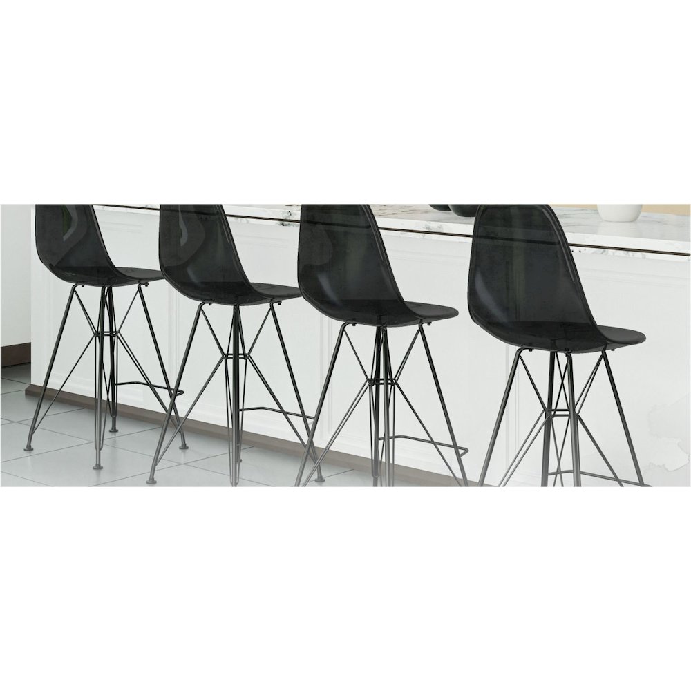 Modern Acrylic Bar stool Cresco Collection Black Base with Trans Black seat. Picture 38