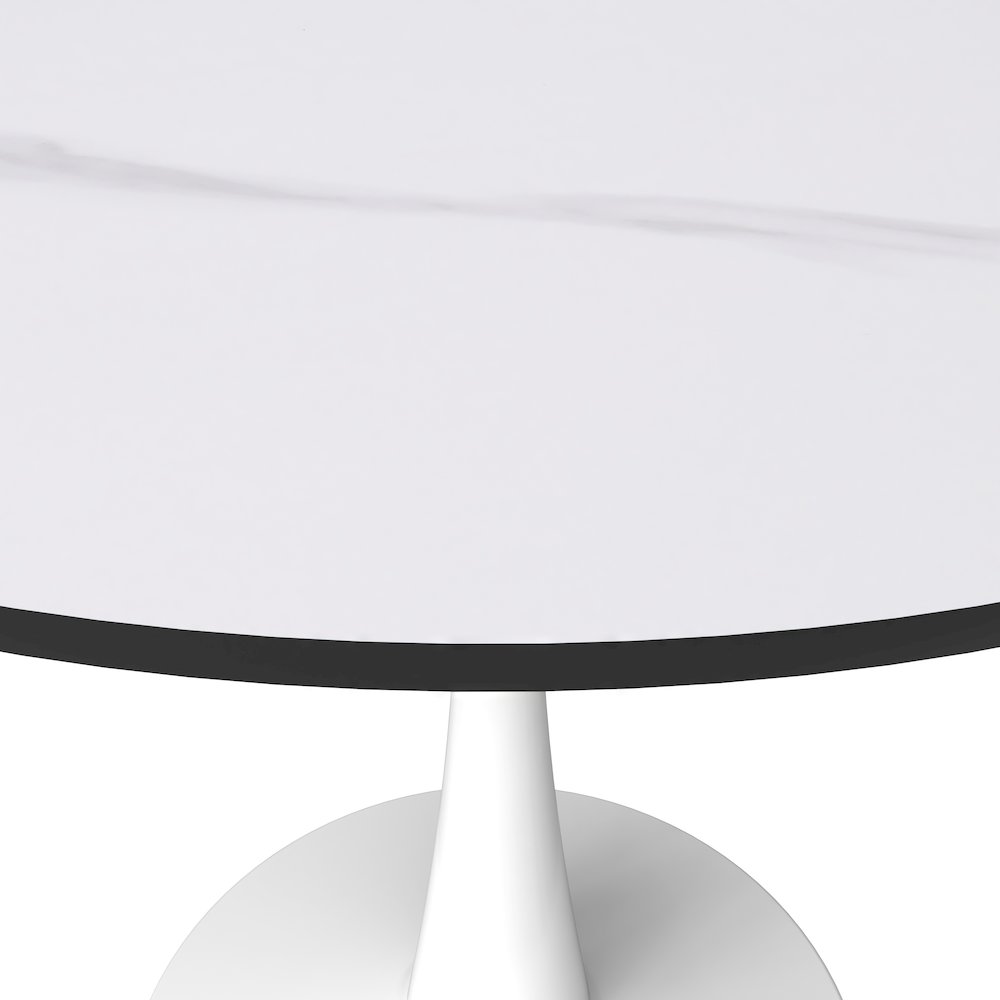 Bristol 35" round dining table White base with White Sintered stone Top. Picture 4