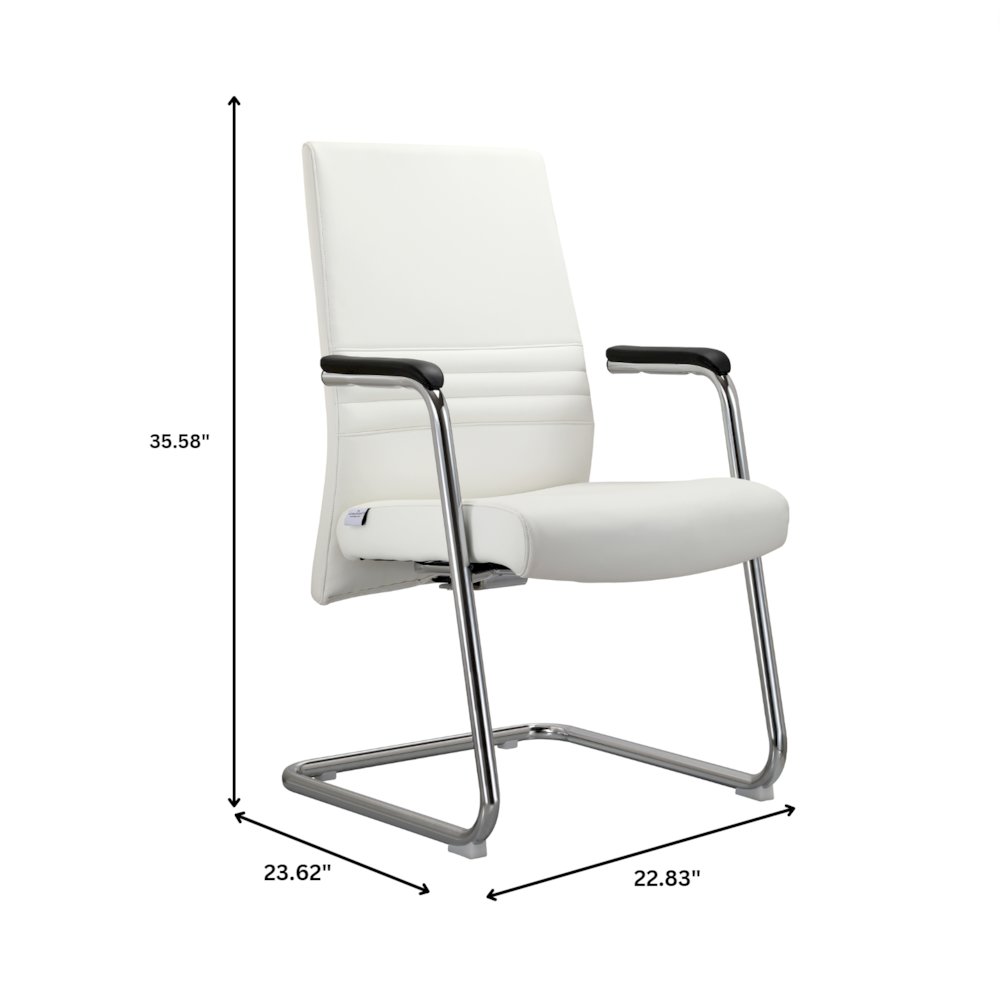 Aleen Series Guest Office Chair In White Leather. Picture 2