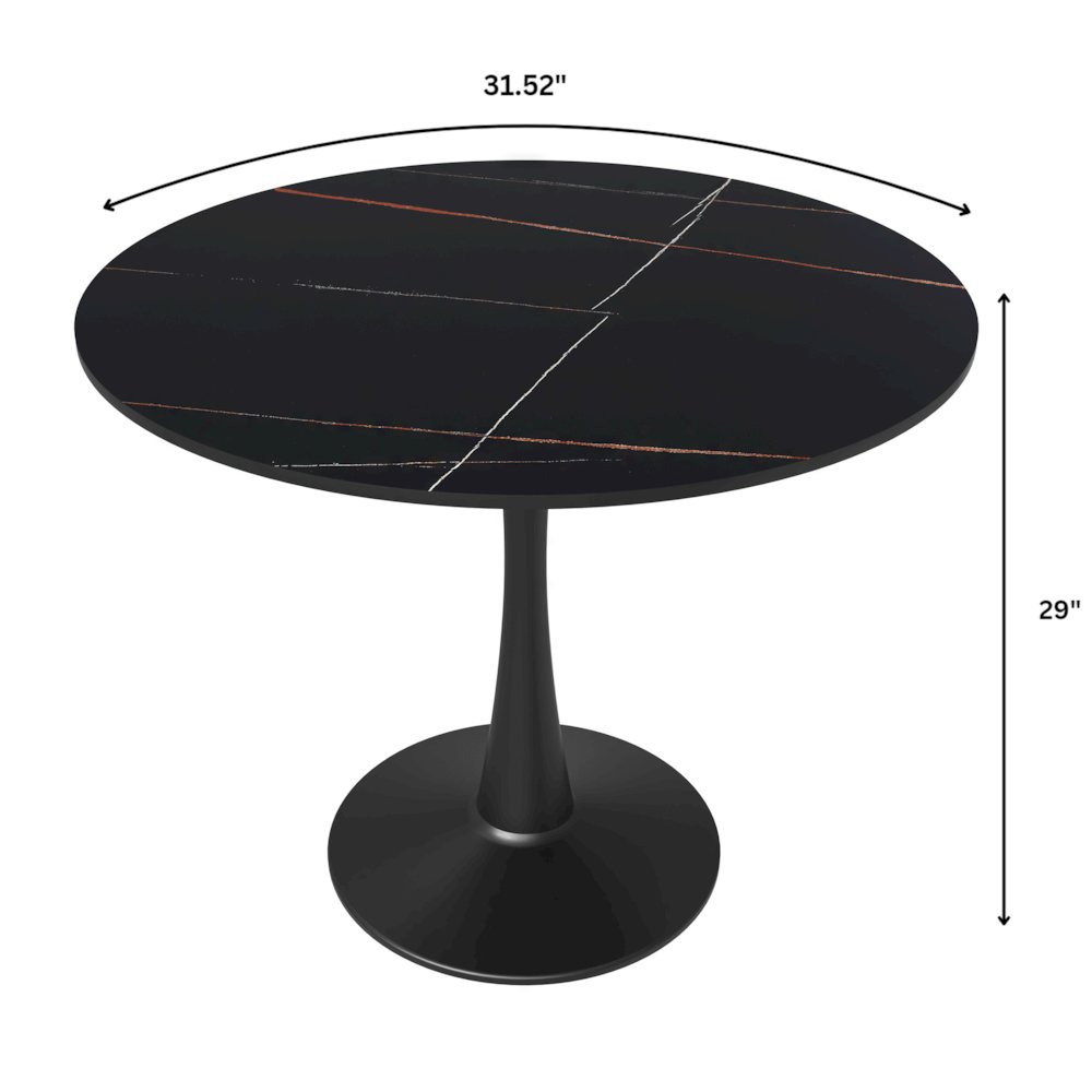 Bristol 31" round dining table Black base with Black Sintered stone Top. Picture 25
