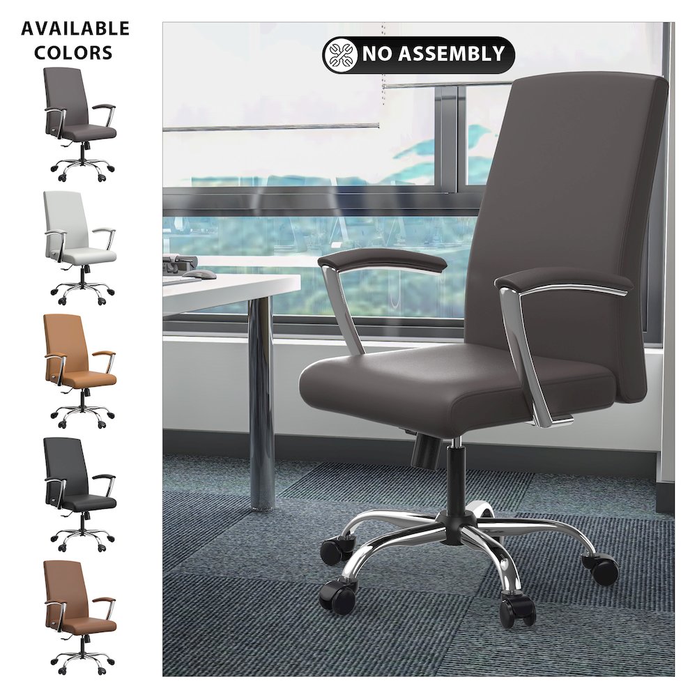 Evander Series Office Chair in Grey Leather. Picture 2
