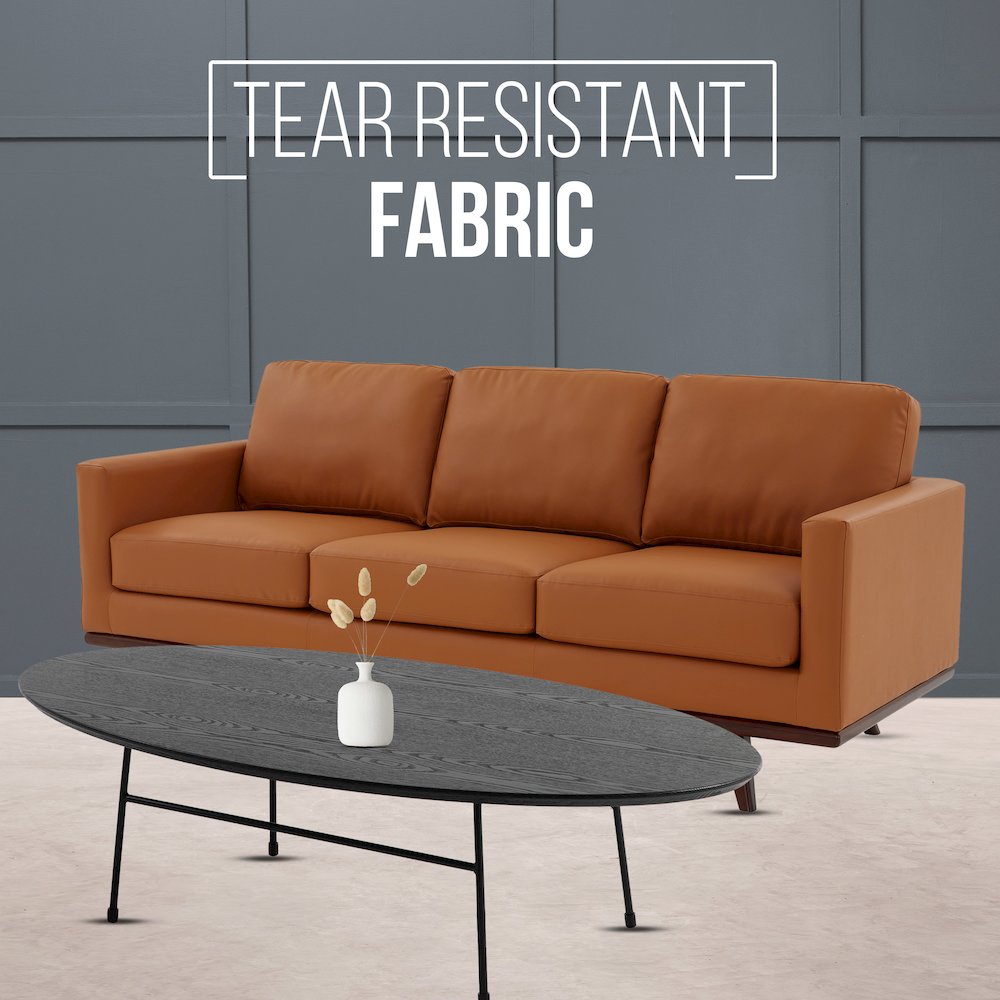 Chester Modern Leather Sofa With Birch Wood Base. Picture 2