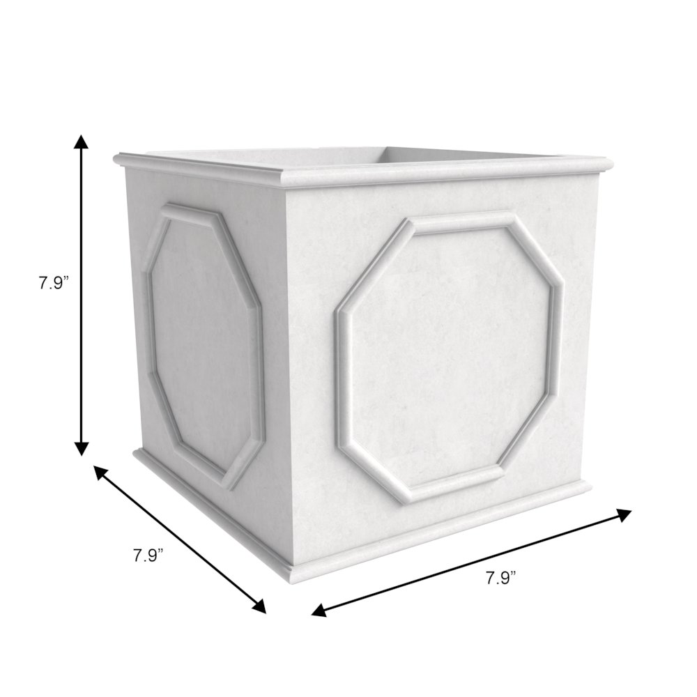 Sprout Series Cubic Fiber Stone Planter in White 8 Cube. Picture 8