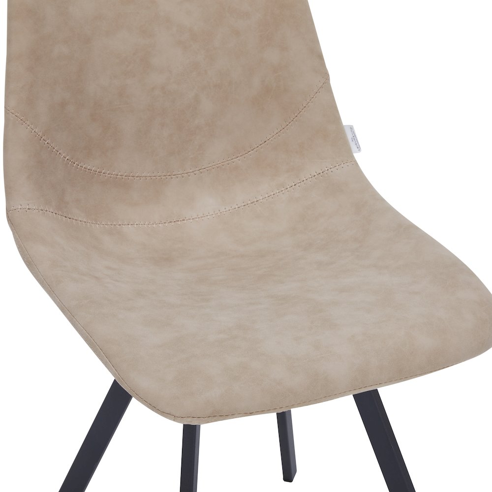 Markly Modern Leather Dining Chair With Metal Legs in Taupe Set of 4. Picture 11