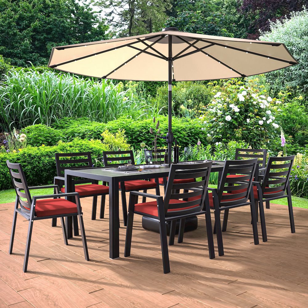 Chelsea Modern Patio Dining Armchair in Aluminum with Removable Cushions. Picture 28