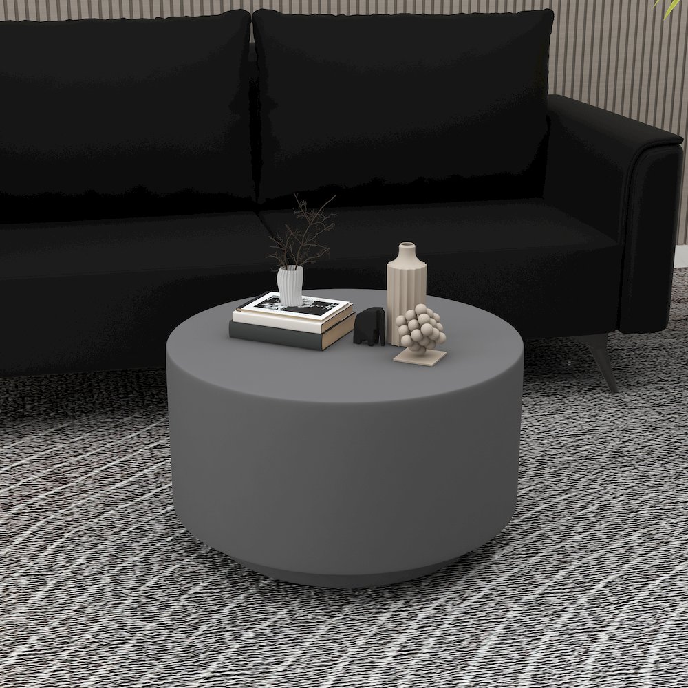 Terra Collection Fiberglass Outdoor Coffee Table In Grey. Picture 11