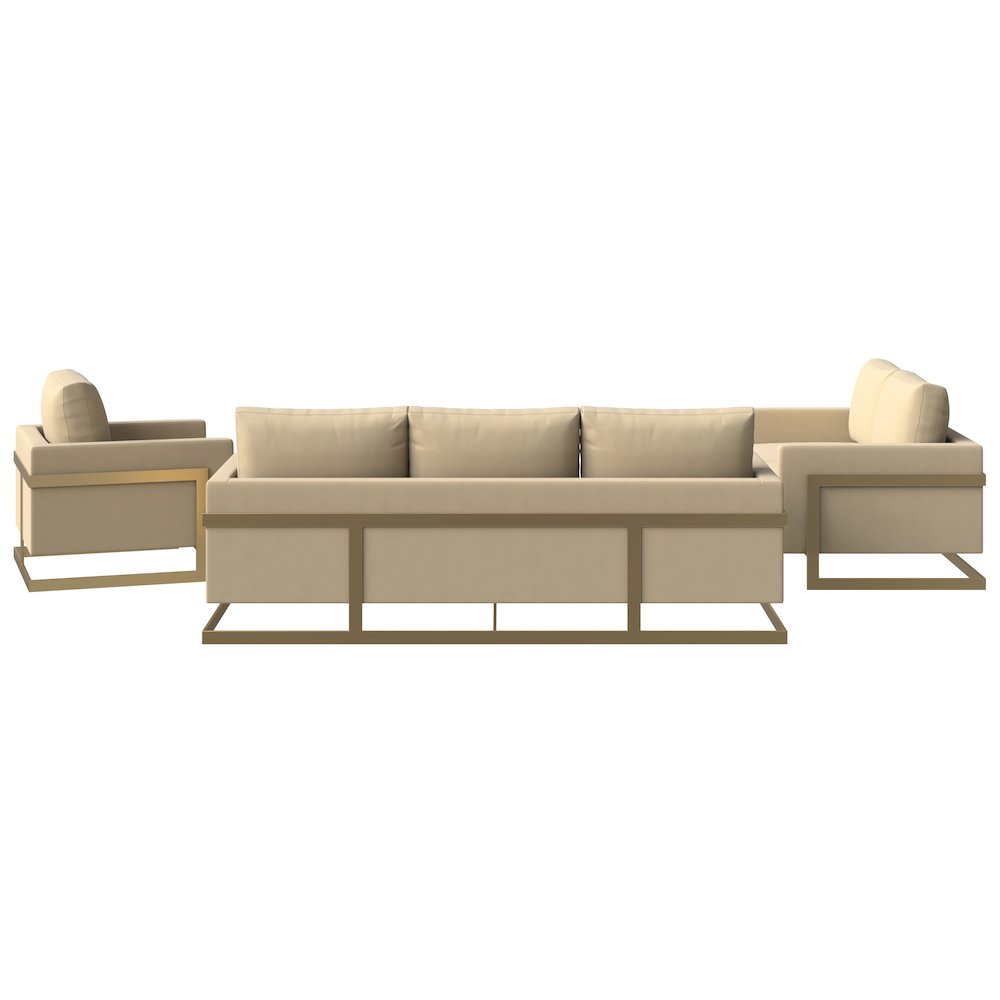 Lincoln 3-Piece Velvet Living Room Sofa Set With Gold Frame. Picture 4