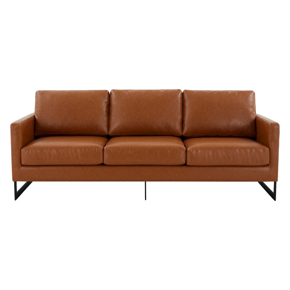 Lincoln Brown Leather Sofa With Black Frame. Picture 5