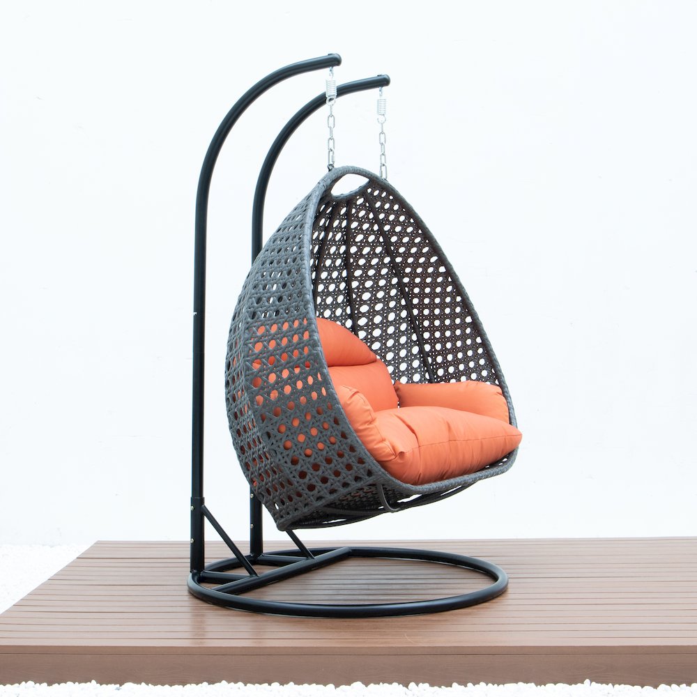 Charcoal Wicker Hanging 2 person Egg Swing Chair. Picture 6