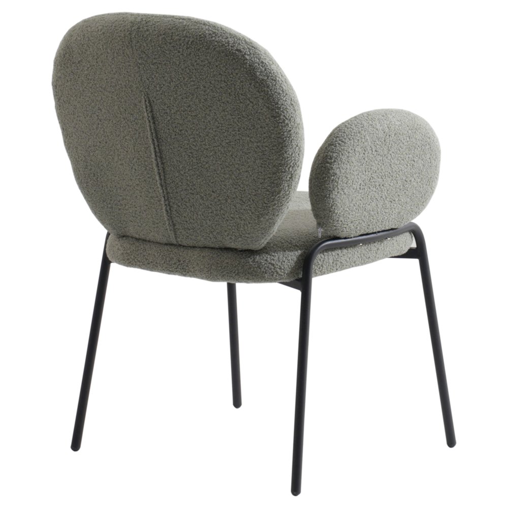 Celestial Series Boucle Dining Arm Chair, Black Frame with Green Fabric Set of 2. Picture 5