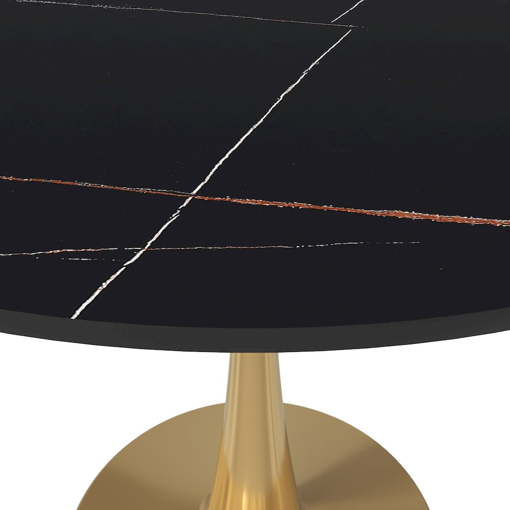 Bristol 31" round dining table Gold base with Black Sintered stone Top. Picture 28