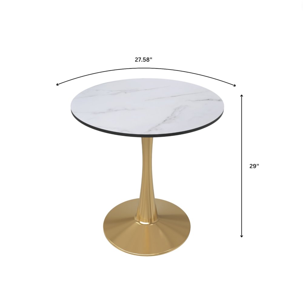 Bristol 27" round dining table Gold base with marbled MDF top. Picture 39