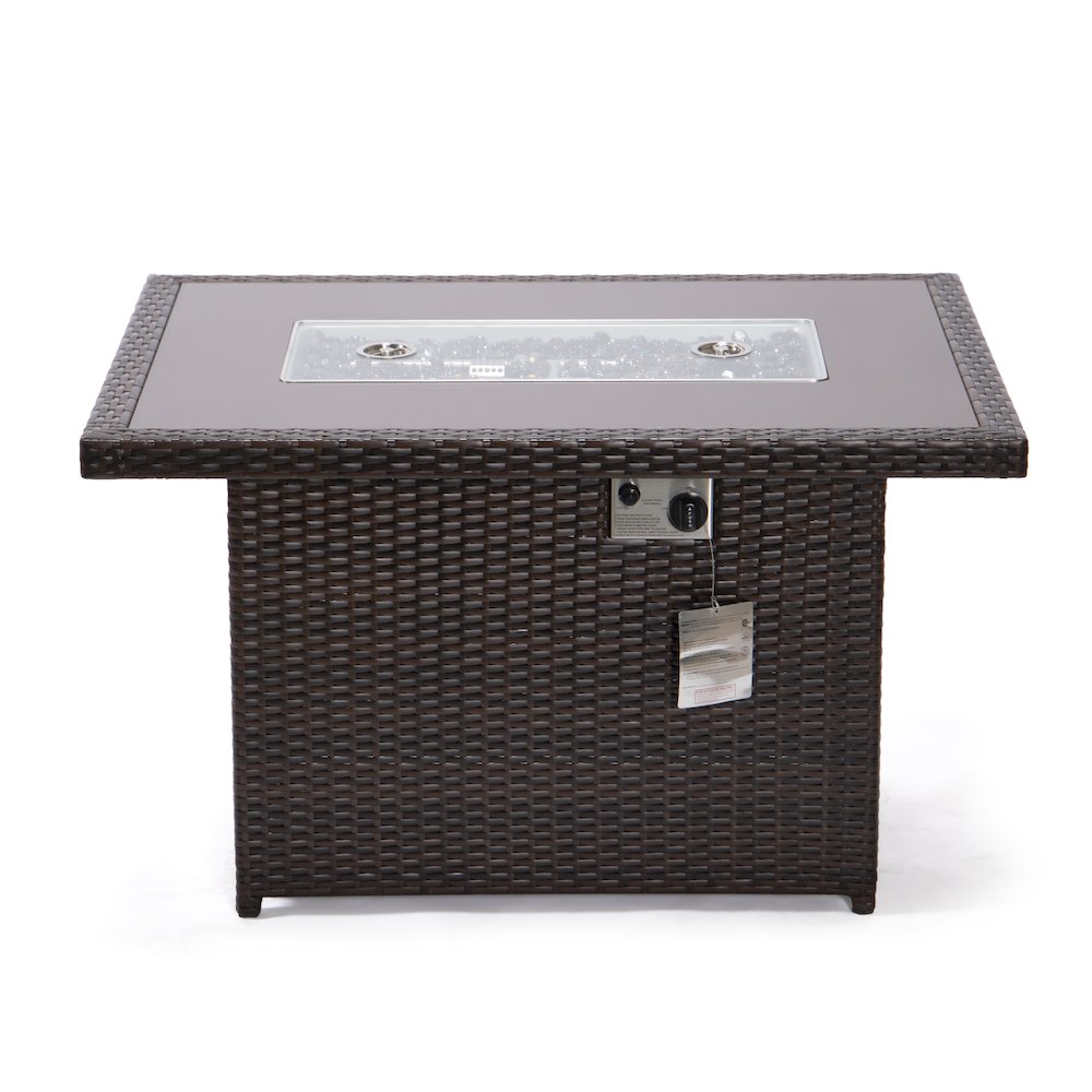 Mace Wicker Patio Modern Propane Fire Pit Table. Picture 6