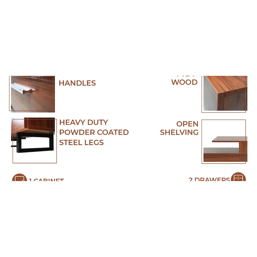 Avery Mid-Century Modern TV Stand with MDF Cabinet and Powder Coated Steel Legs. Picture 12