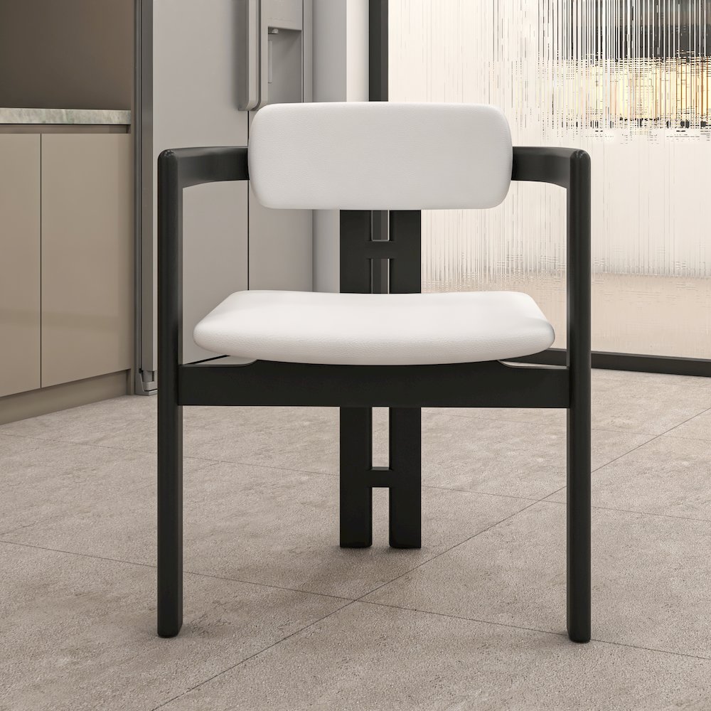 Velo Series Modern Dining Chair in Black Wood with Off White Seat. Picture 25