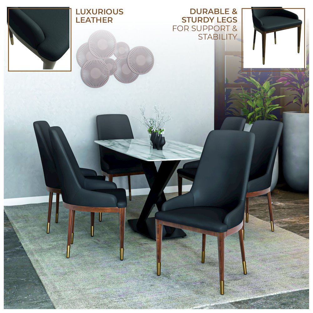 Viva Collection Modern Wooden Dining Chair in Dark Grey Set of 2. Picture 7