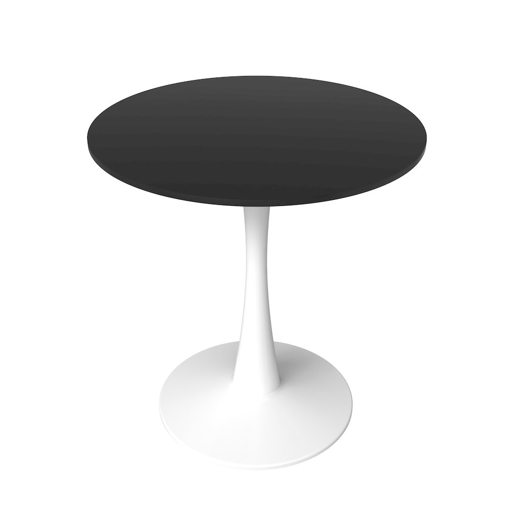 Leisyremod Bristol 27" Round Dining Table White base with Black top. Picture 1