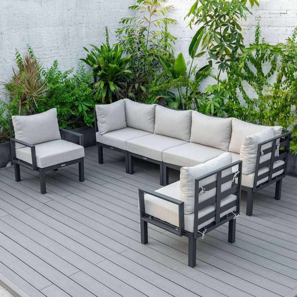 Chelsea 6-Piece Patio Sectional Black Aluminum With Cushions. Picture 31