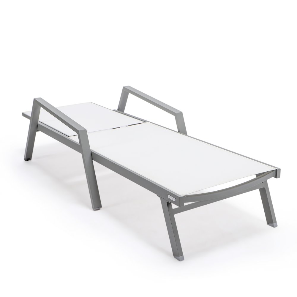 Marlin Patio Chaise Lounge Chair With Armrests in Grey Aluminum Frame. Picture 6