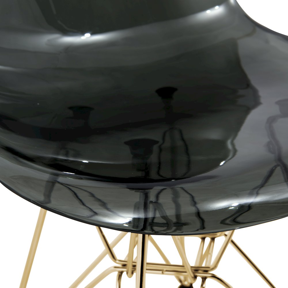 5-Piece Dining Set 35" Round Dining Table in Chrome - Transparent Black. Picture 7