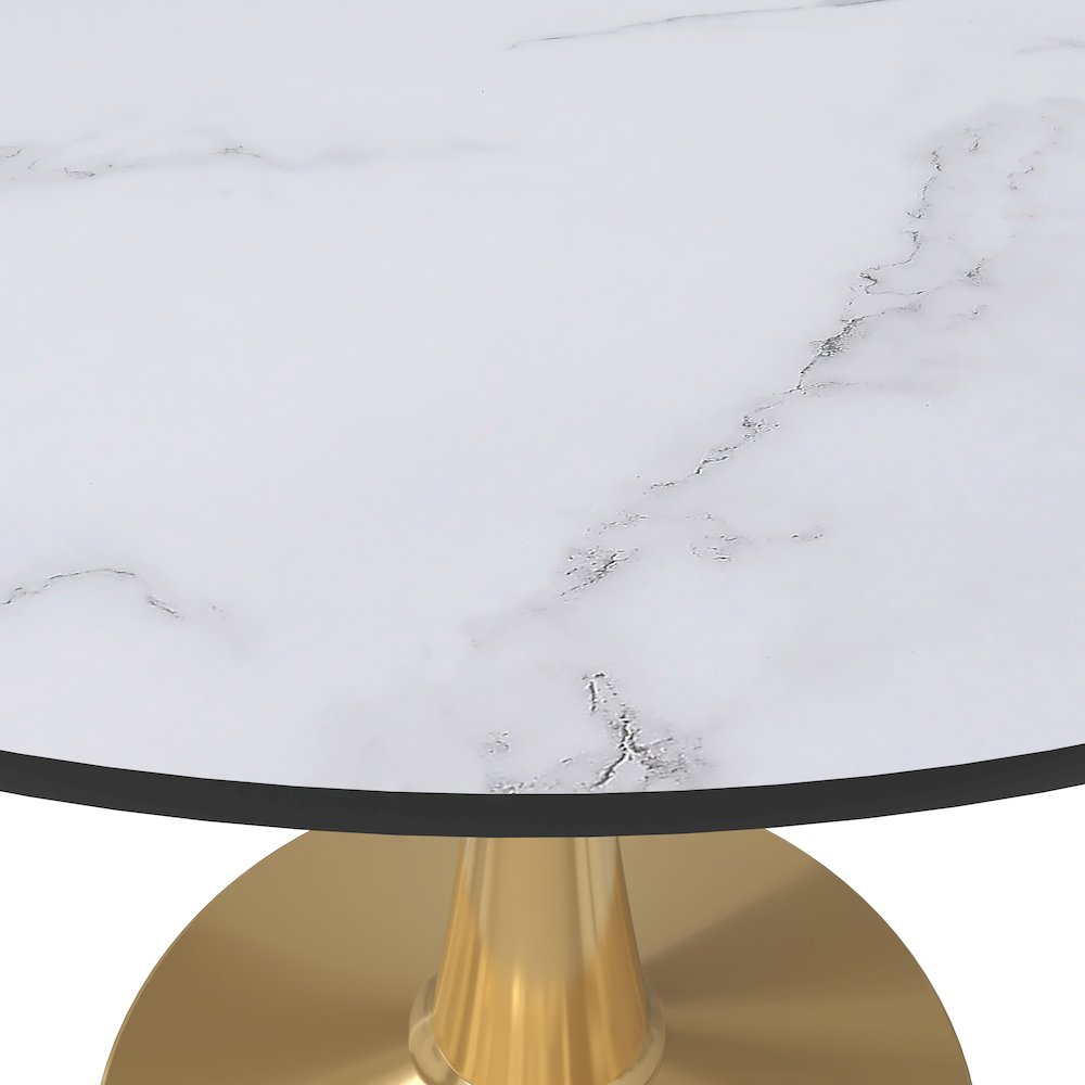 Bristol 40" round dining table Gold Base With White Top. Picture 4