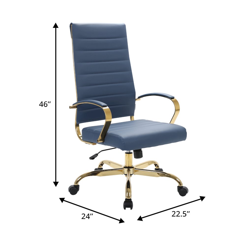 Benmar High-Back Leather Office Chair With Gold Frame. Picture 16