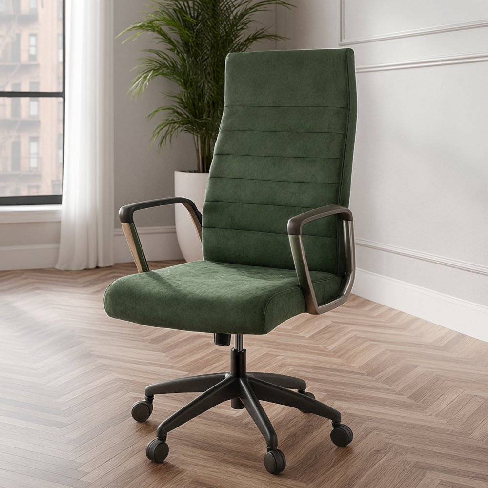Hilton Leather Office Chair in Green. Picture 2